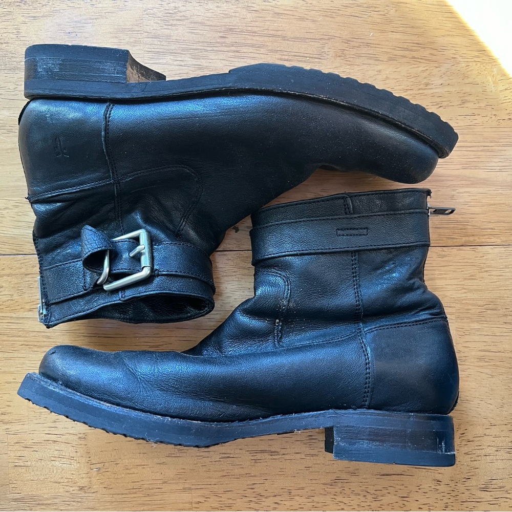 Frye Black Leather Ankle Boots